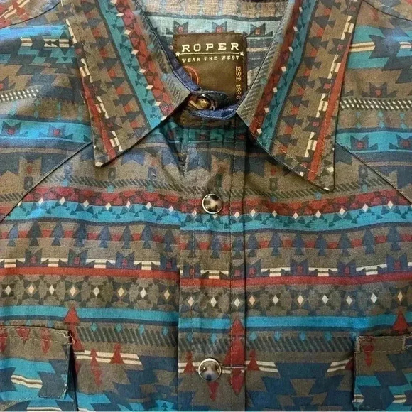 New Men’s Roper LS Horizontal Print Shirt XL - Picture 3 of 12